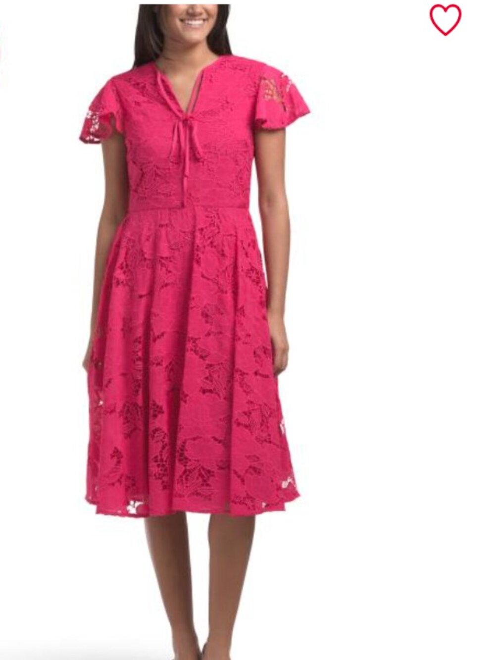 MIKAEL AGHAL Floral Lace Flutter Sleeve Fit & Flare Dress